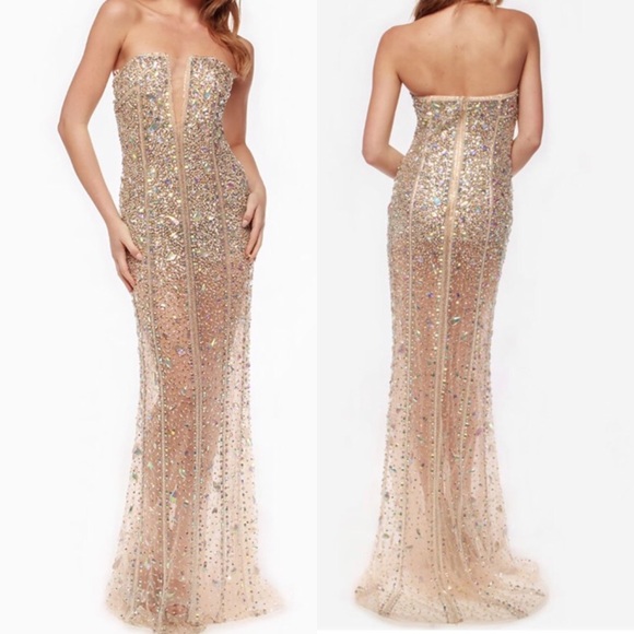 rhinestone evening gown